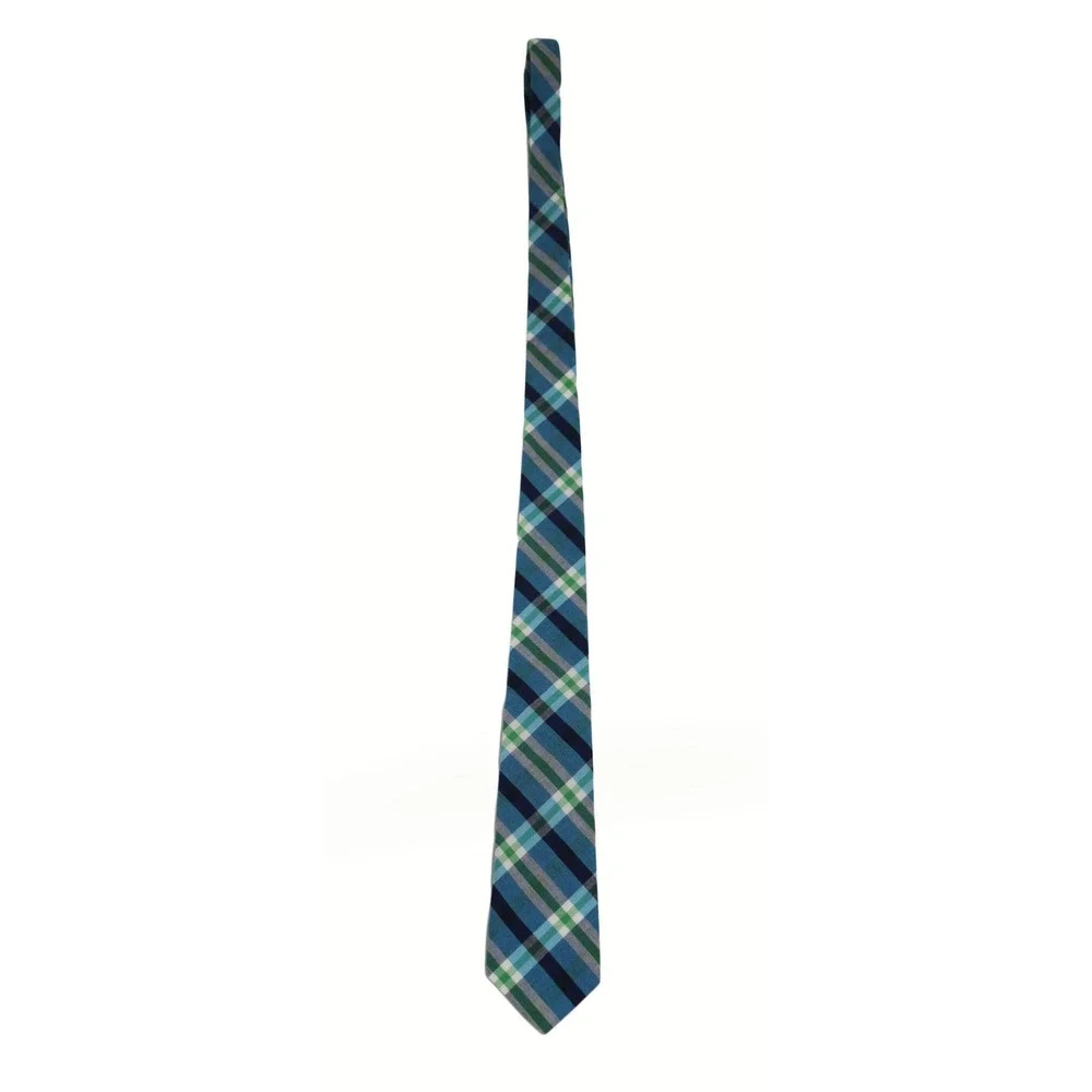 Old Navy Boys Blue Green Plaid Cotton Necktie XL 14-16